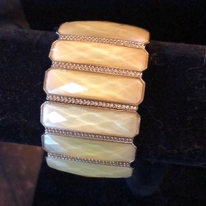 🌟 Wide Stretch enamel and faceted and inlaid crystal bracelet